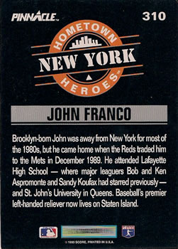 John Franco  baseball card collectible - Main Image 2