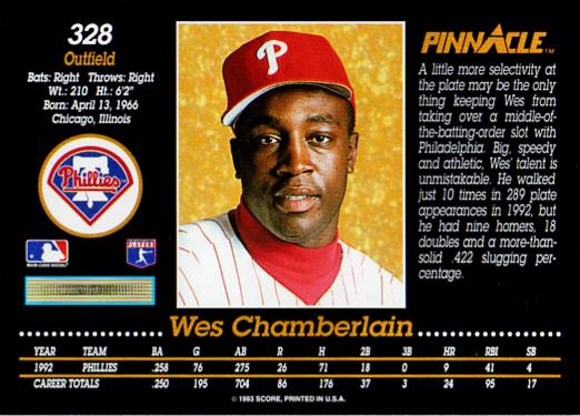 Wes Chamberlain  baseball card collectible - Main Image 2
