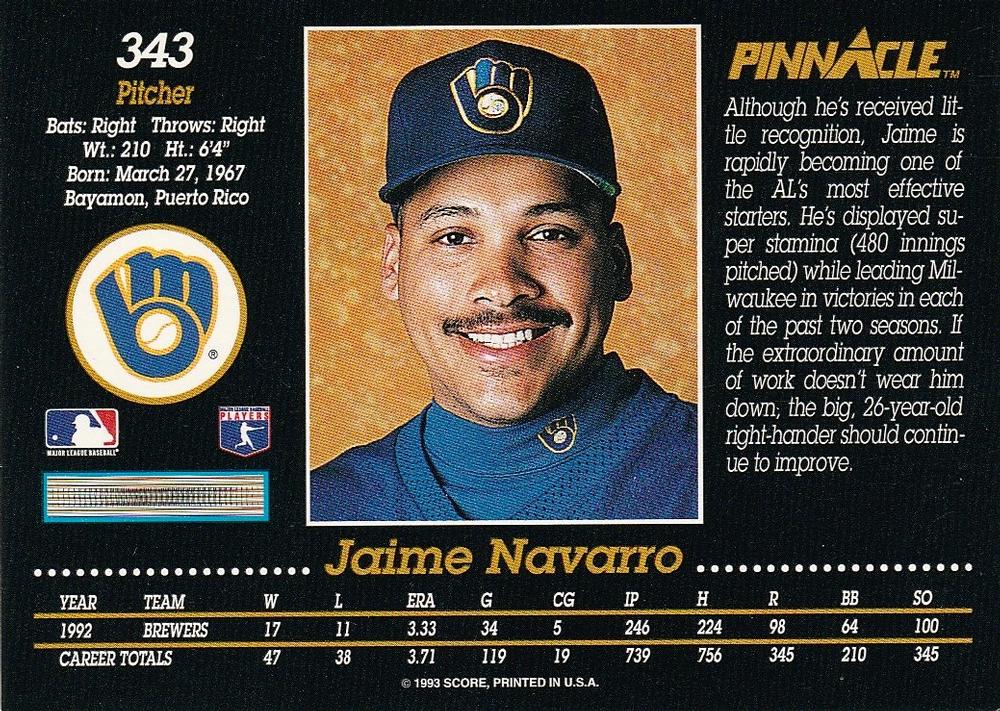 Jaime Navarro  baseball card collectible - Main Image 2