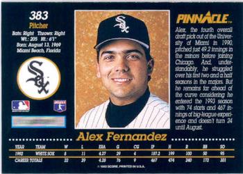 Alex Fernandez  baseball card collectible - Main Image 2