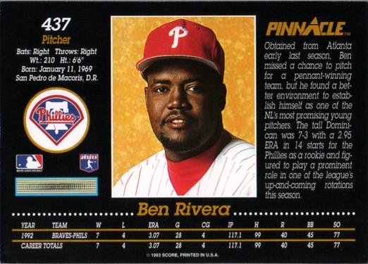 Ben Rivera  baseball card collectible - Main Image 2