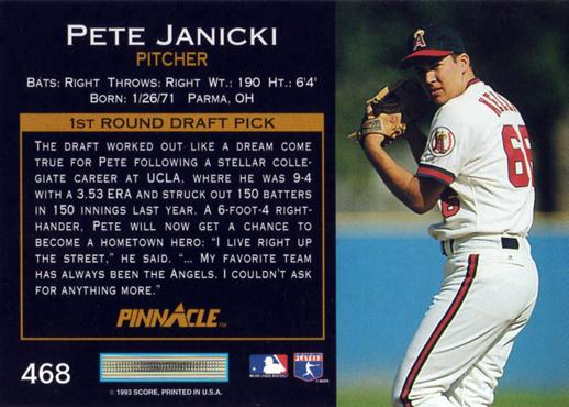 Pete Janicki  baseball card collectible - Main Image 2