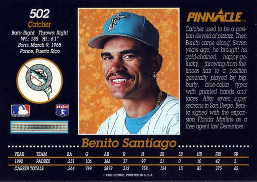 Benito Santiago  baseball card collectible - Main Image 2