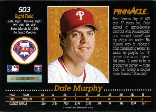 Dale Murphy  baseball card collectible - Main Image 2