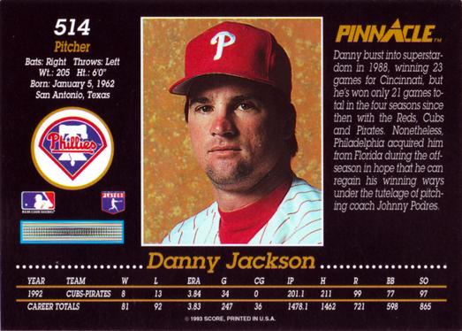 Danny Jackson  baseball card collectible - Main Image 2