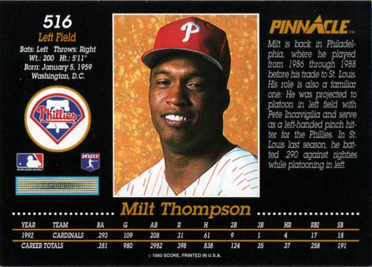 Milt Thompson  baseball card collectible - Main Image 2