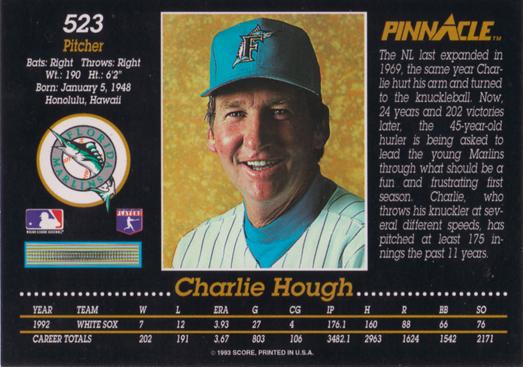 Charlie Hough  baseball card collectible - Main Image 2