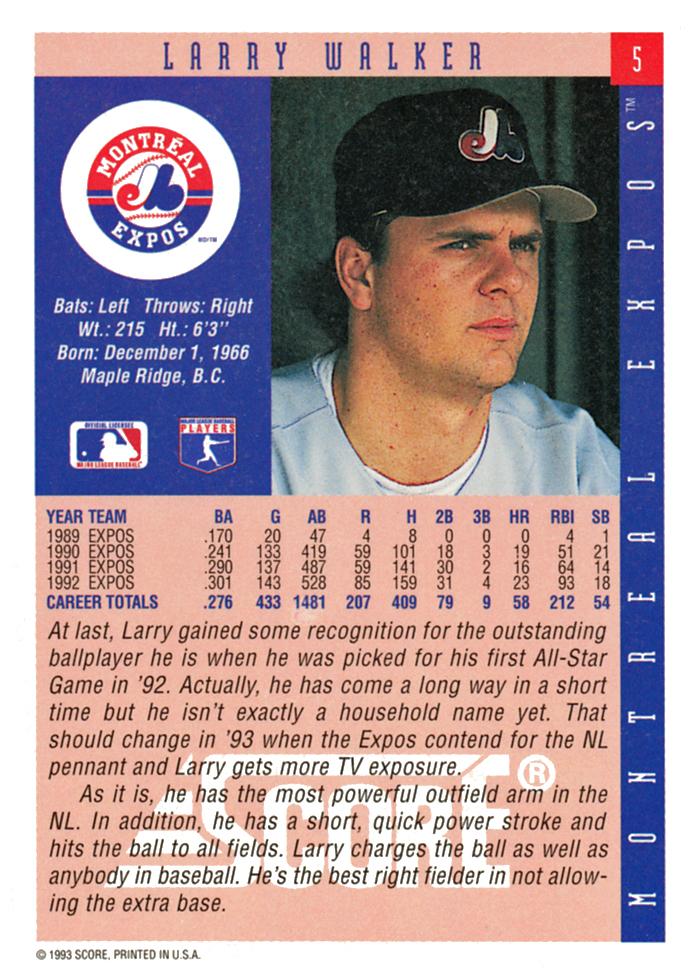 Larry Walker  baseball card collectible - Main Image 2