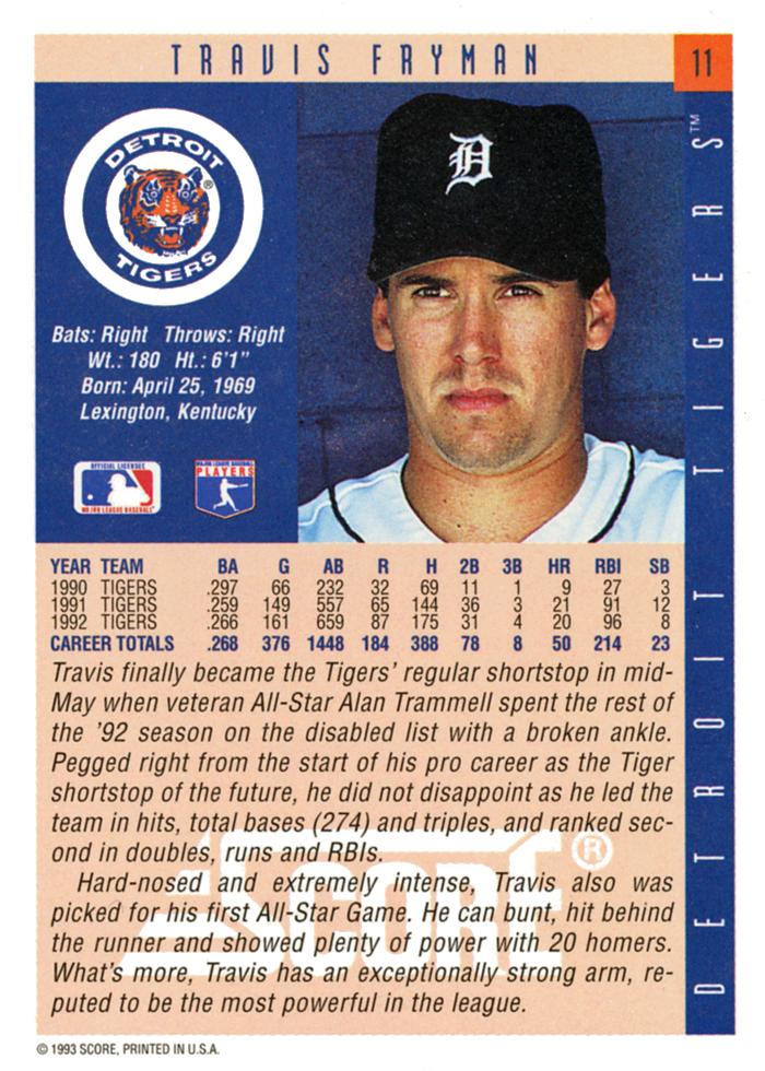 Travis Fryman  baseball card collectible - Main Image 2