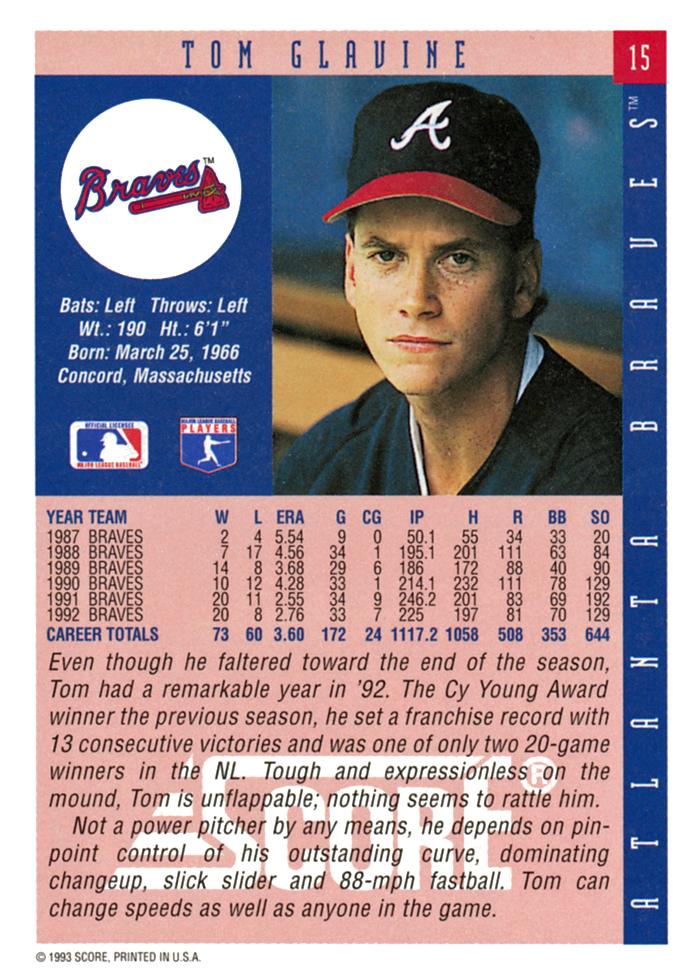 Tom Glavine  baseball card collectible - Main Image 2