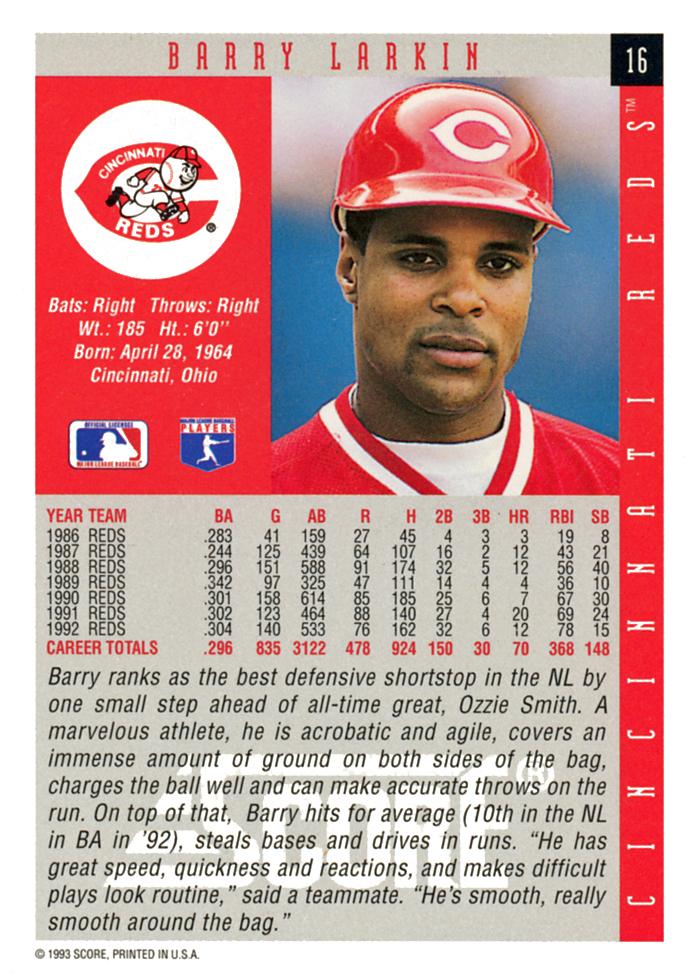 Barry Larkin  baseball card collectible - Main Image 2