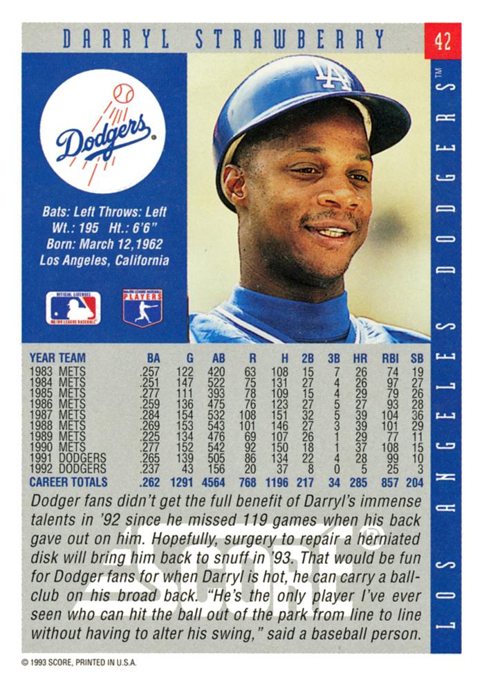 Darryl Strawberry  baseball card collectible - Main Image 2