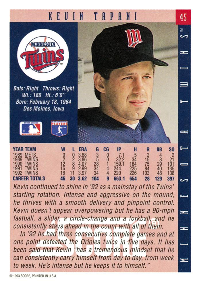 Kevin Tapani  baseball card collectible - Main Image 2