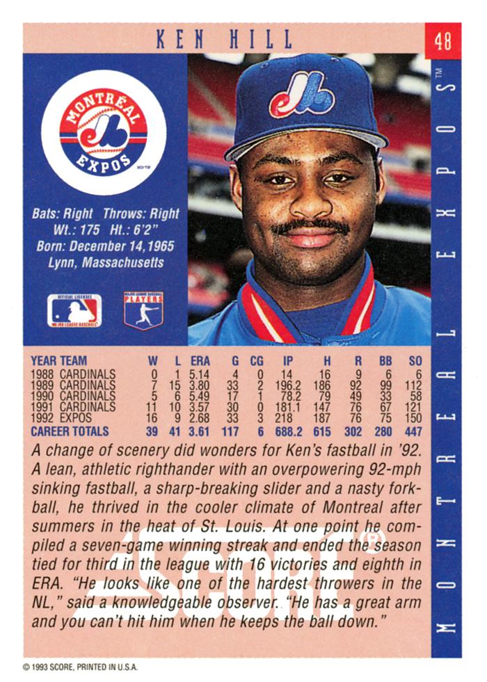 Ken Hill  baseball card collectible - Main Image 2