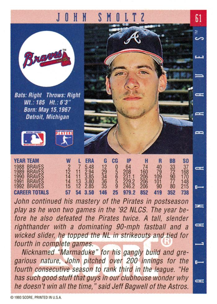 John Smoltz  baseball card collectible - Main Image 2