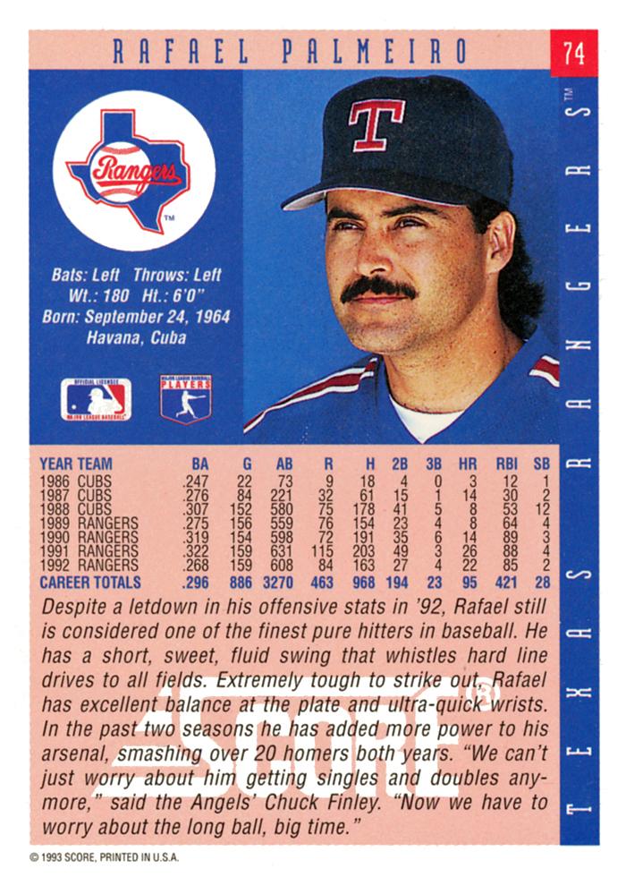 Rafael Palmeiro  baseball card collectible - Main Image 2