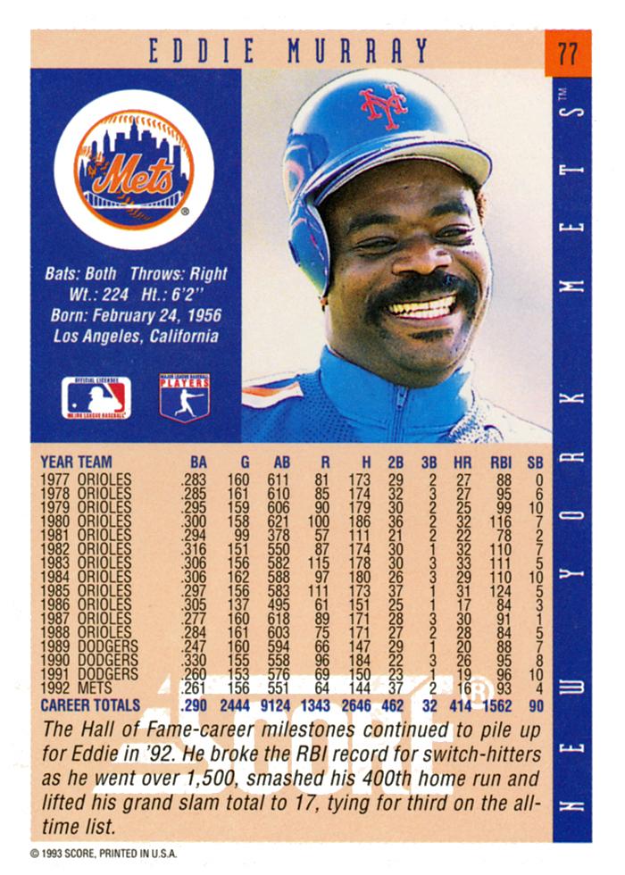 Eddie Murray  baseball card collectible - Main Image 2