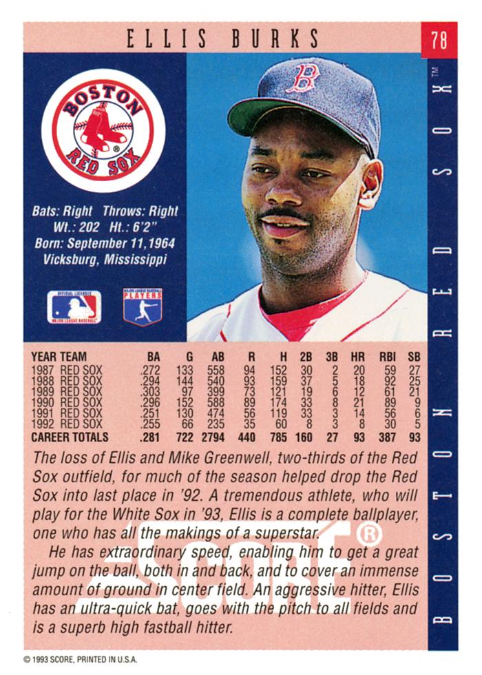 Ellis Burks  baseball card collectible - Main Image 2