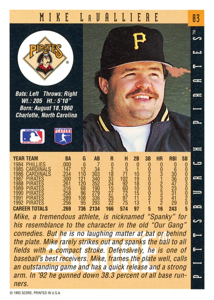Mike LaValliere  baseball card collectible - Main Image 2