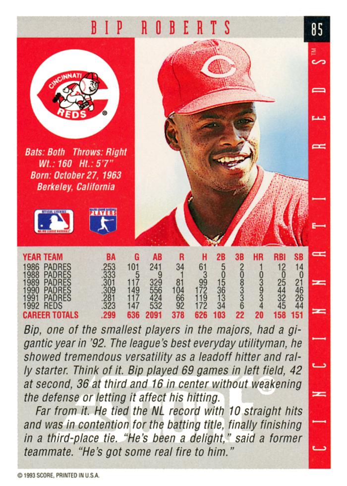 Bip Roberts  baseball card collectible - Main Image 2