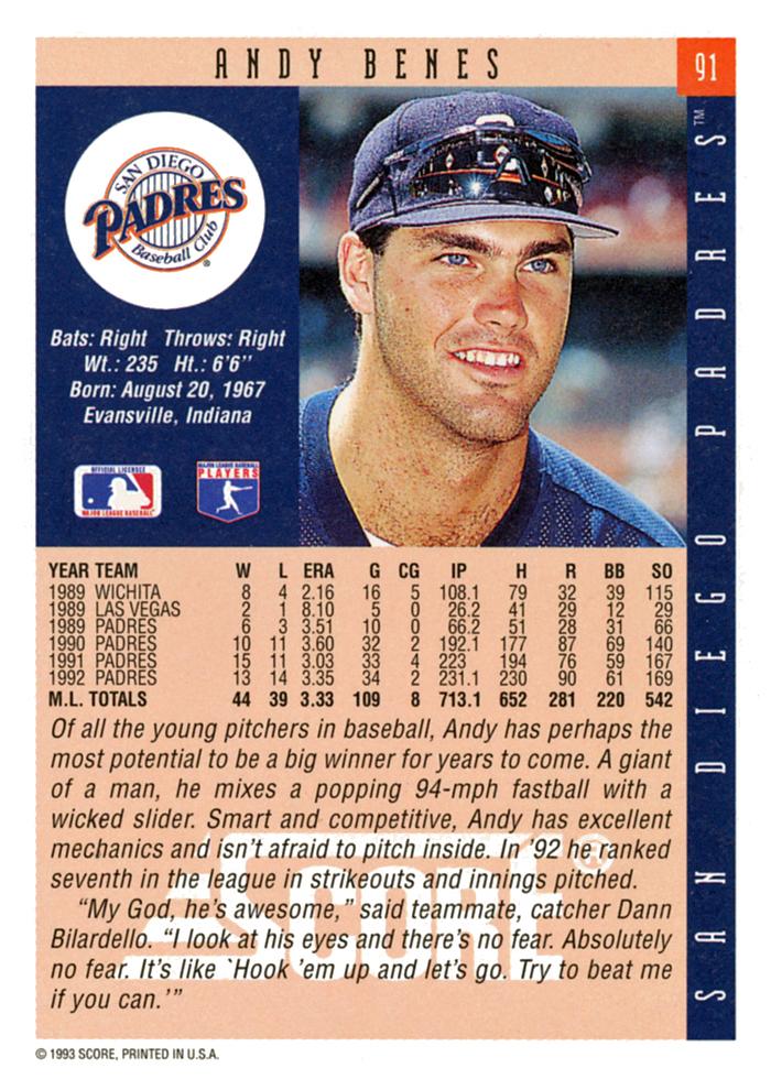 Andy Benes  baseball card collectible - Main Image 2