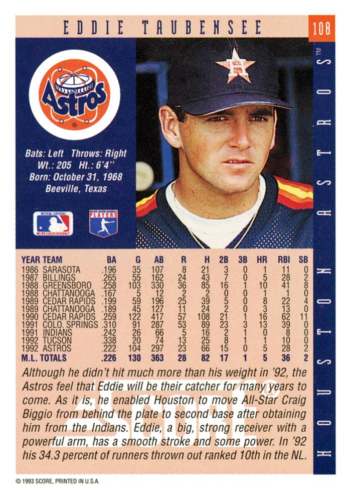 Eddie Taubensee  baseball card collectible - Main Image 2