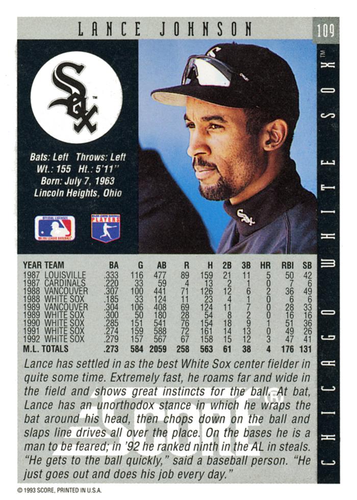 Lance Johnson  baseball card collectible - Main Image 2