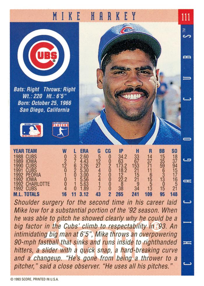 Mike Harkey  baseball card collectible - Main Image 2
