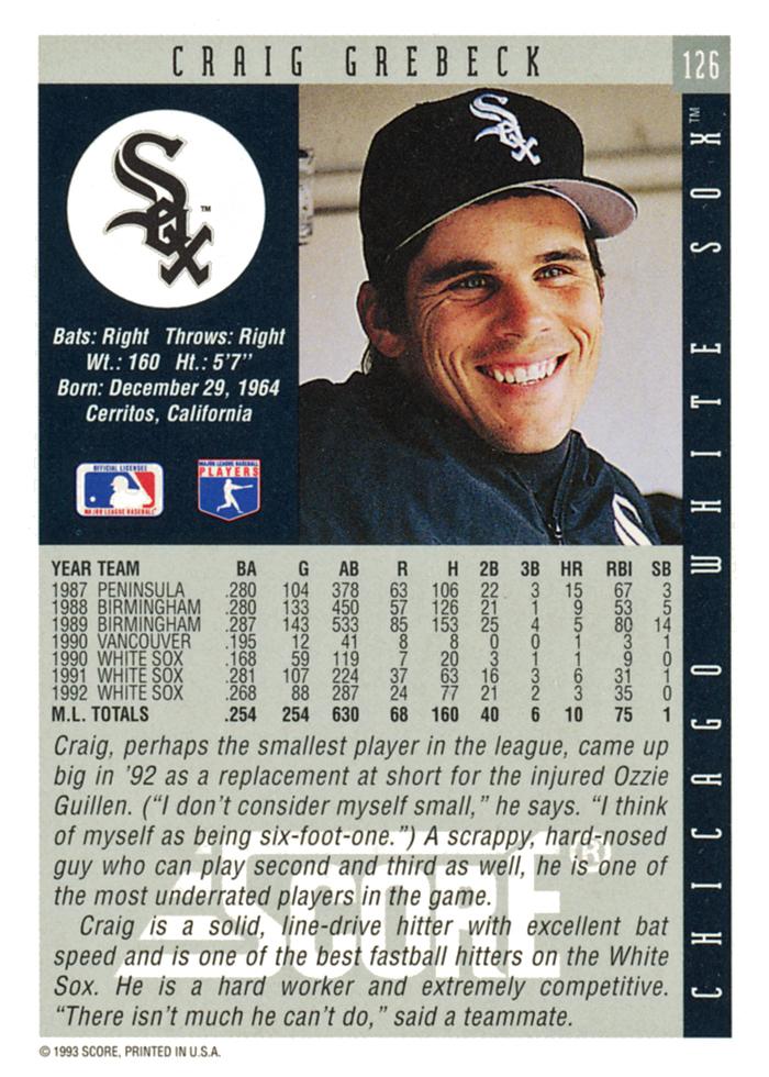 Craig Grebeck  baseball card collectible - Main Image 2