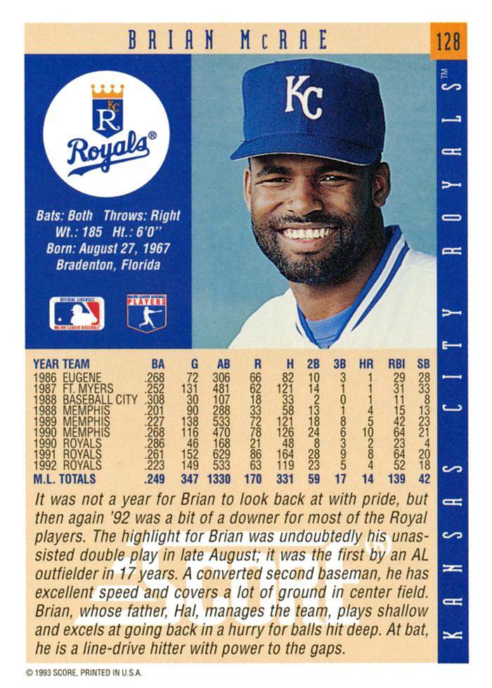Brian McRae  baseball card collectible - Main Image 2