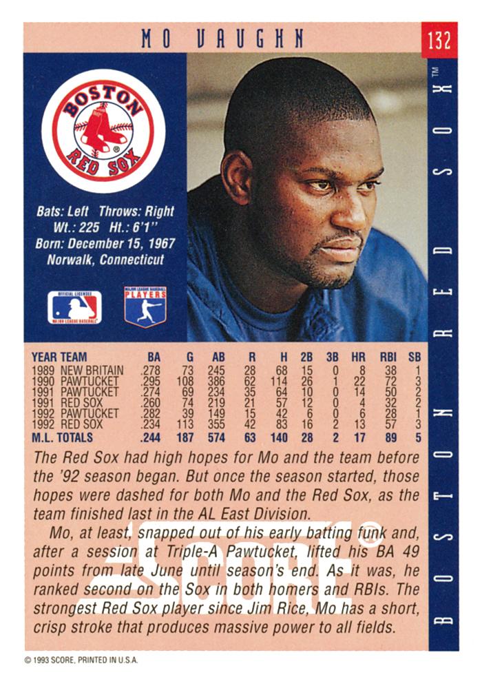 Mo Vaughn  baseball card collectible - Main Image 2