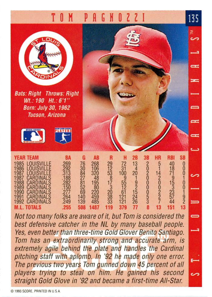 Tom Pagnozzi  baseball card collectible - Main Image 2