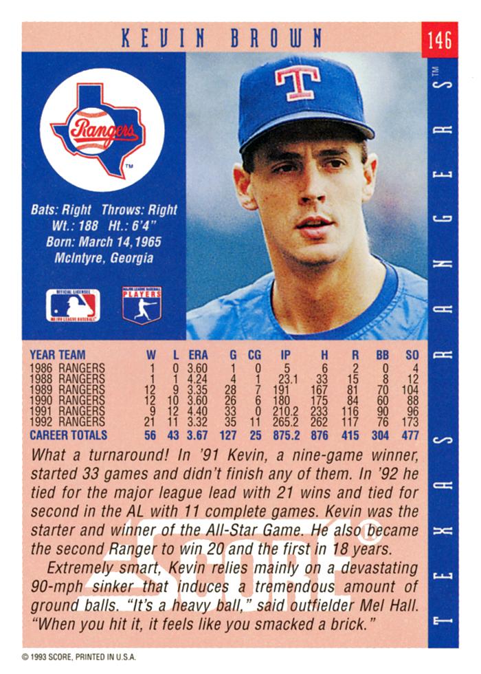 Kevin Brown  baseball card collectible - Main Image 2