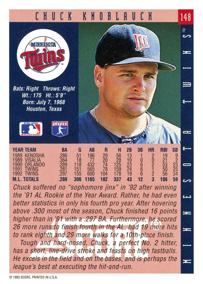 Chuck Knoblauch  baseball card collectible - Main Image 2