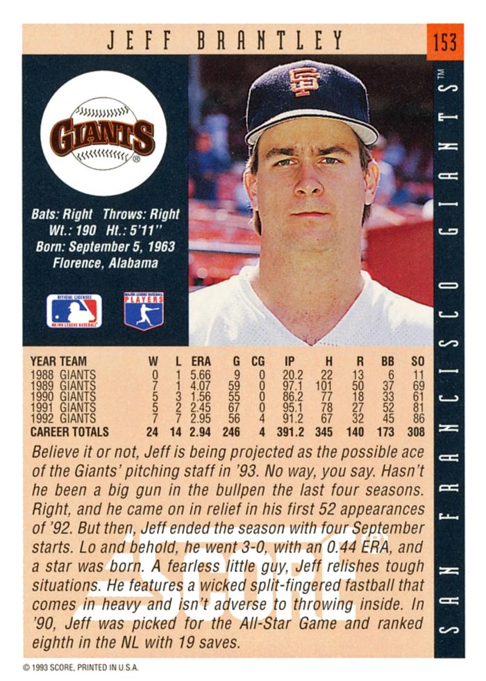 Jeff Brantley  baseball card collectible - Main Image 2