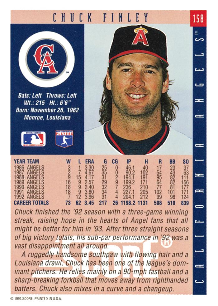 Chuck Finley  baseball card collectible - Main Image 2