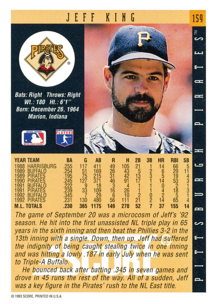 Jeff King  baseball card collectible - Main Image 2