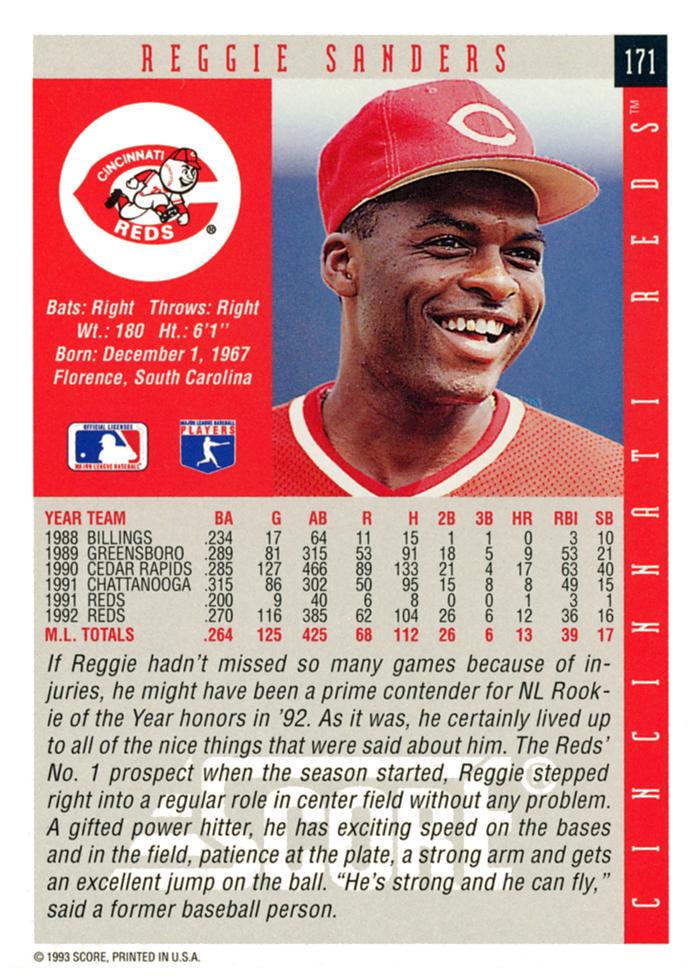 Reggie Sanders  baseball card collectible - Main Image 2