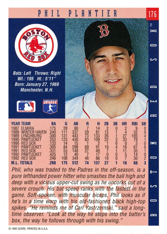 Phil Plantier  baseball card collectible - Main Image 2