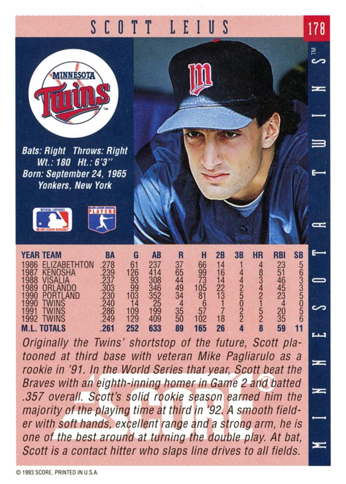 Scott Leius  baseball card collectible - Main Image 2