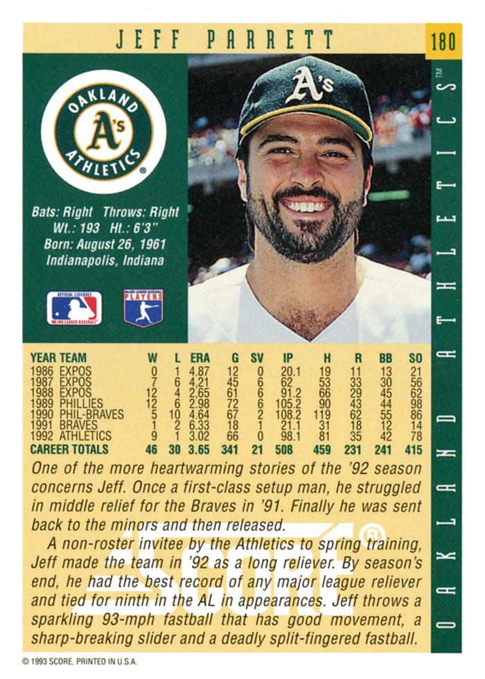 Jeff Parrett  baseball card collectible - Main Image 2