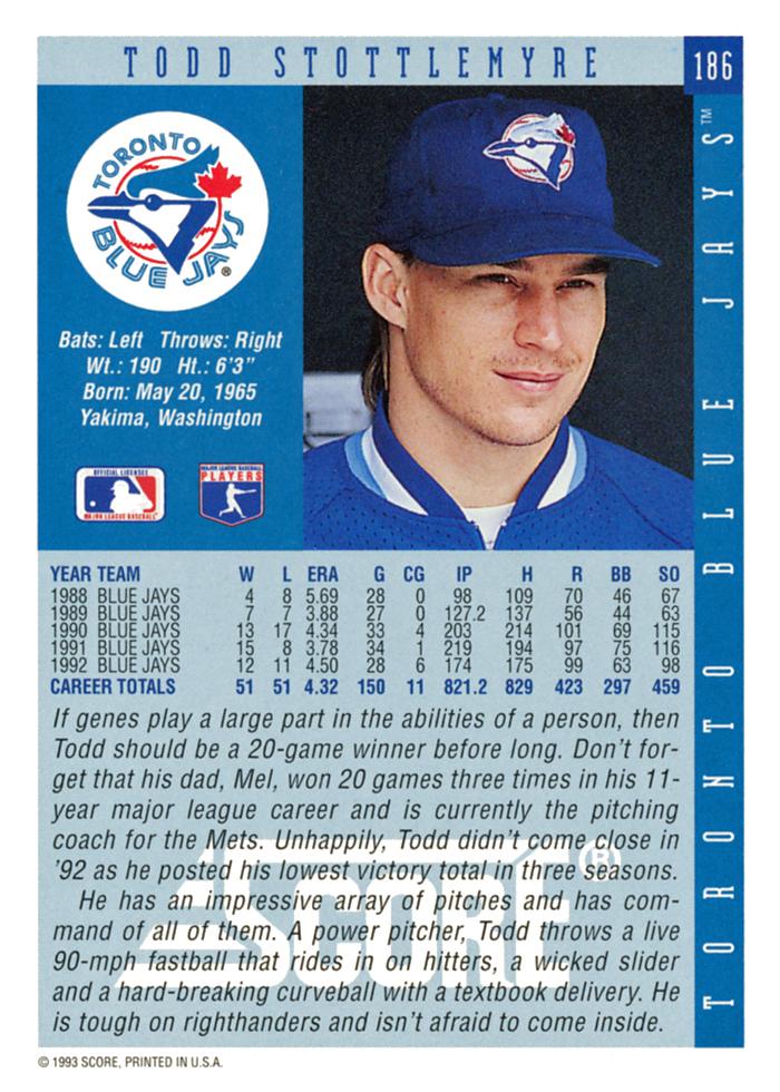 Todd Stottlemyre  baseball card collectible - Main Image 2