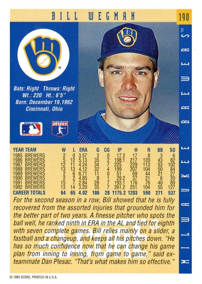 Bill Wegman  baseball card collectible - Main Image 2