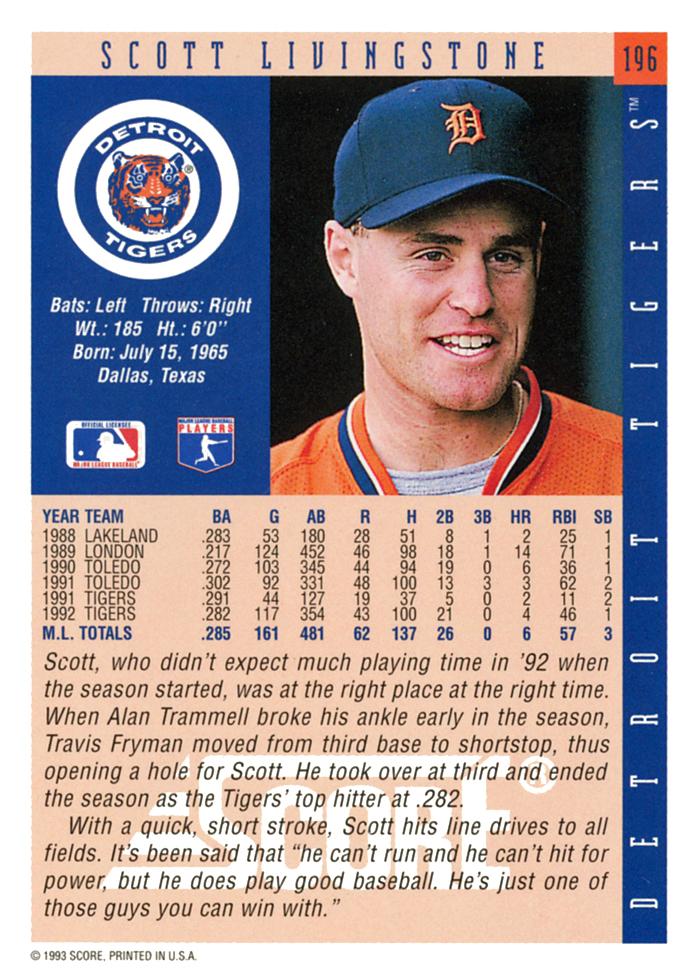 Scott Livingstone  baseball card collectible - Main Image 2