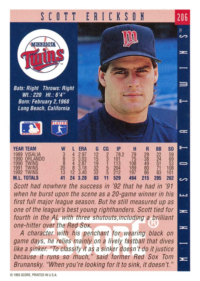 Scott Erickson  baseball card collectible - Main Image 2