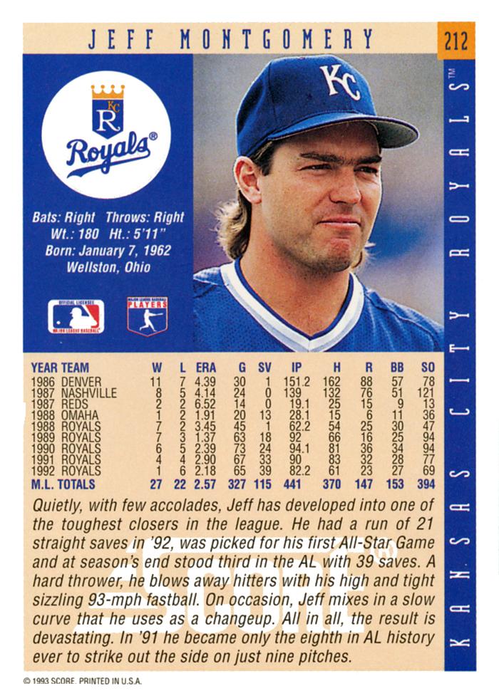 Jeff Montgomery  baseball card collectible - Main Image 2