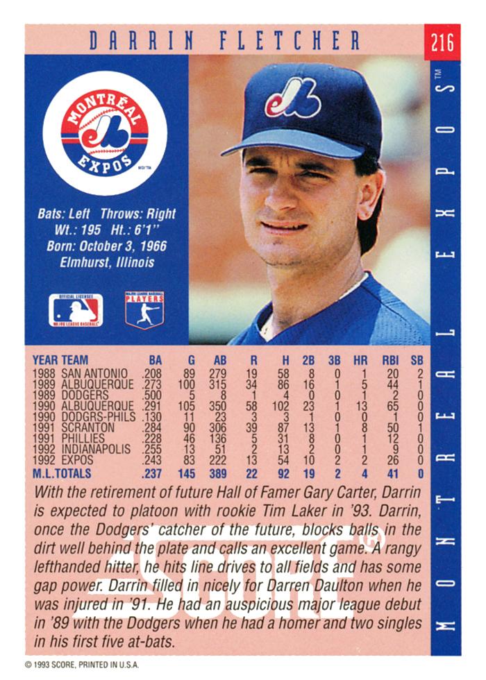 Darrin Fletcher  baseball card collectible - Main Image 2