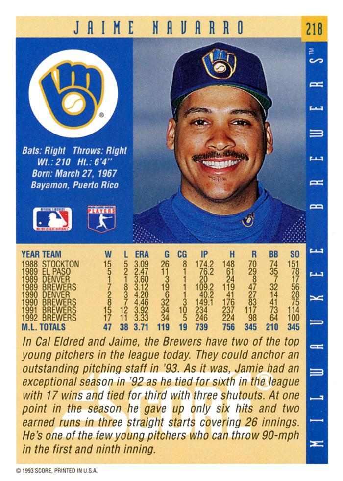 Jaime Navarro  baseball card collectible - Main Image 2