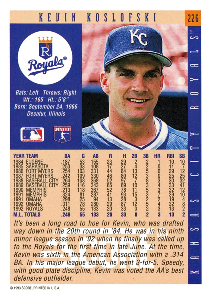 Kevin Koslofski  baseball card collectible - Main Image 2