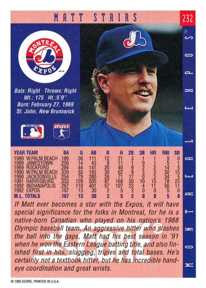 Matt Stairs  baseball card collectible - Main Image 2